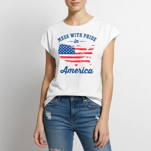 Made with pride in America - Women's Premium Roll Up Sleeve T-Shirt