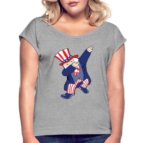 Dab Uncle Sam - Women's Roll Cuff T-Shirt