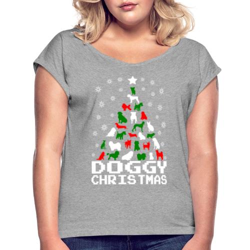 Doggy Christmas Tree - Women's Roll Cuff T-Shirt