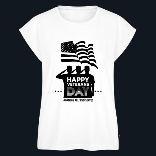 Happy Veterans Day Honoring All Who Served - Women's Premium Roll Up Sleeve T-Shirt