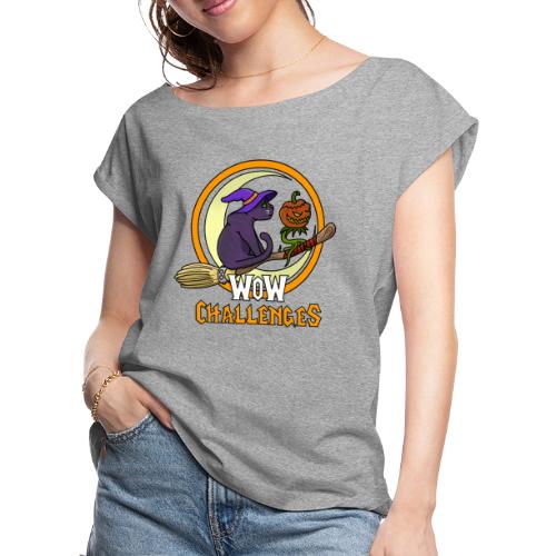 WOW Chal Hallow Pets NO OUTLINE - Women's Roll Cuff T-Shirt