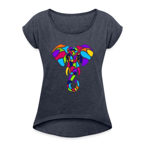 Art Deco elephant - Women's Roll Cuff T-Shirt