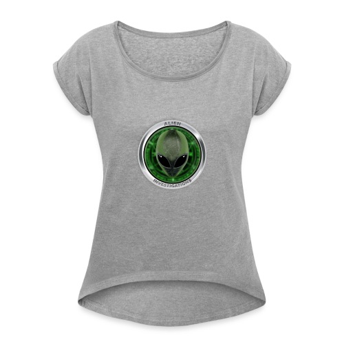 New Alien Investigations Head Logo - Women's Roll Cuff T-Shirt