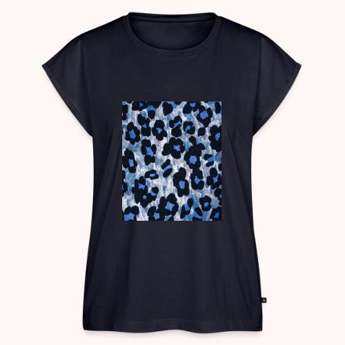 blue ank black leopard pattern - Women's Premium Roll Up Sleeve T-Shirt