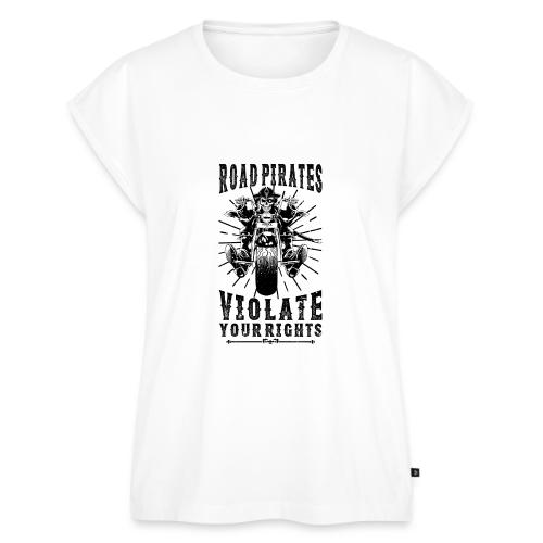 Road Pirates Violate Your Rights - Black Version - Women's Premium Roll Up Sleeve T-Shirt