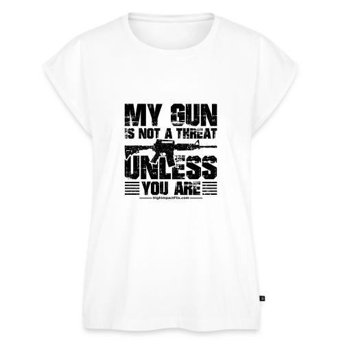 My Guns are NOT a Threat BLACK - Women's Premium Roll Up Sleeve T-Shirt