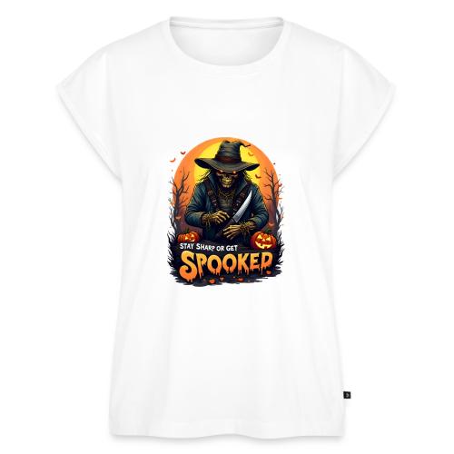 Stay Sharp or Get Spooked Halloween Knife Art - Women's Premium Roll Up Sleeve T-Shirt