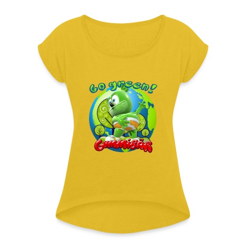 Gummibär Go Green Earth Day Earth - Women's Roll Cuff T-Shirt