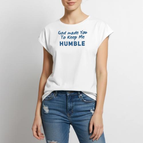 Christian Humility (blue) - Women's Premium Roll Up Sleeve T-Shirt