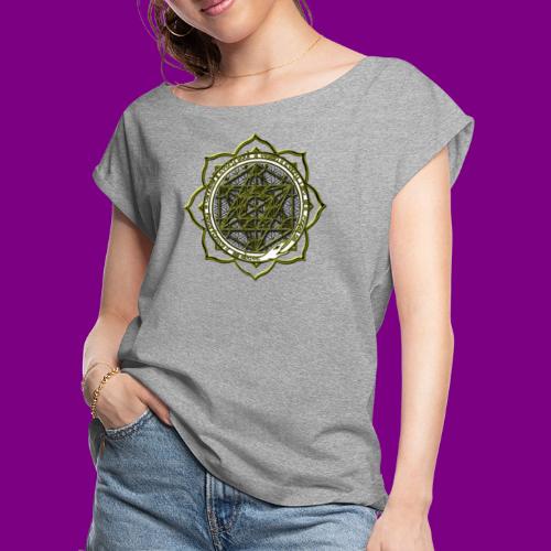 Energy Immersion, Metatron's Cube Flower of Life - Women's Roll Cuff T-Shirt