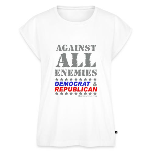 Against All Enemies Democrat & Republican - Women's Premium Roll Up Sleeve T-Shirt