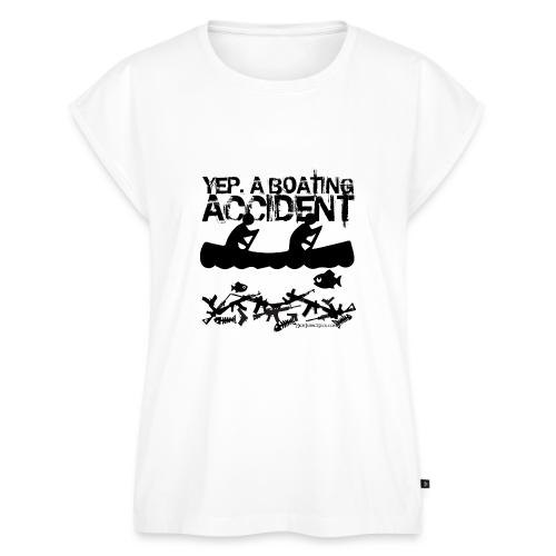 YEP A BOATING ACCIDENT BLACK - Women's Premium Roll Up Sleeve T-Shirt