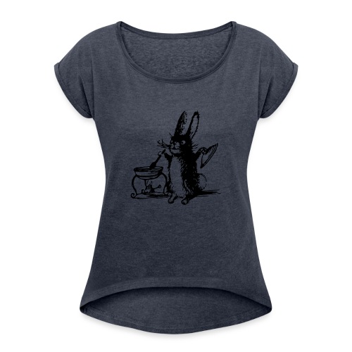 Cute Bunny Rabbit Cooking - Women's Roll Cuff T-Shirt
