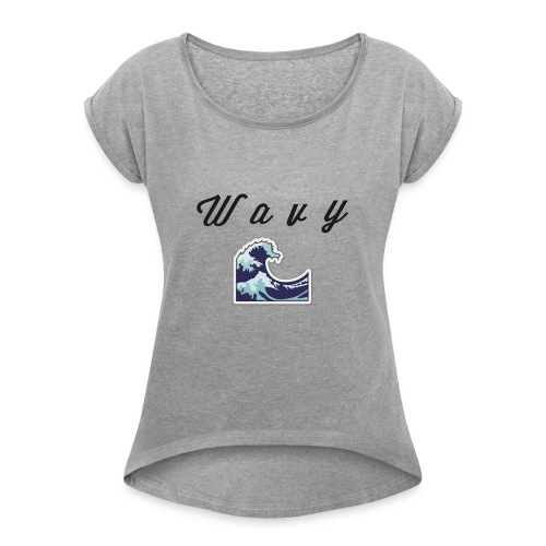 Wavy Abstract Design. - Women's Roll Cuff T-Shirt
