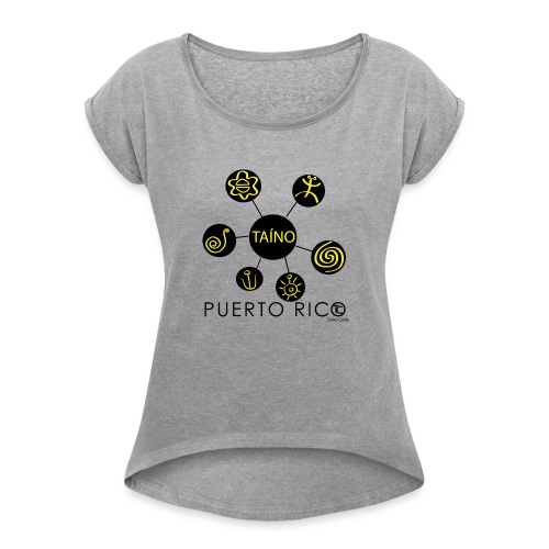 Símbolos Tainos PR - Women's Roll Cuff T-Shirt