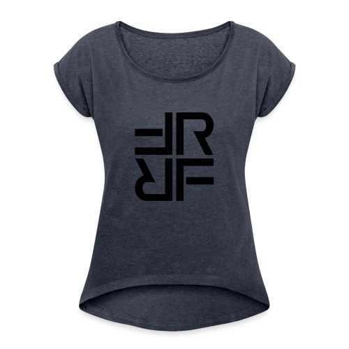 RF Logo Black - Women's Roll Cuff T-Shirt