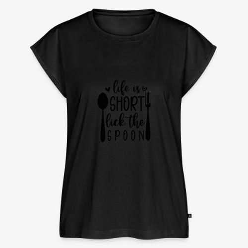 Life is Short Lick the Spoon - Women's Premium Roll Up Sleeve T-Shirt