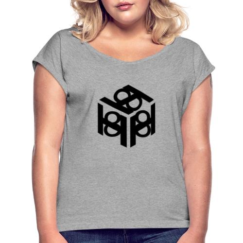 H 8 box logo design - Women's Roll Cuff T-Shirt