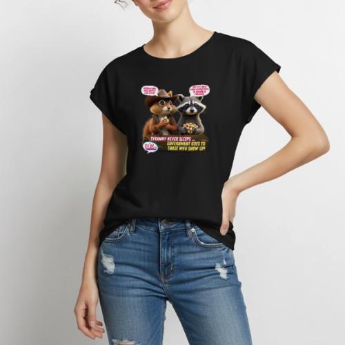 Freedom Squirrel and Raccoon - Women's Premium Roll Up Sleeve T-Shirt