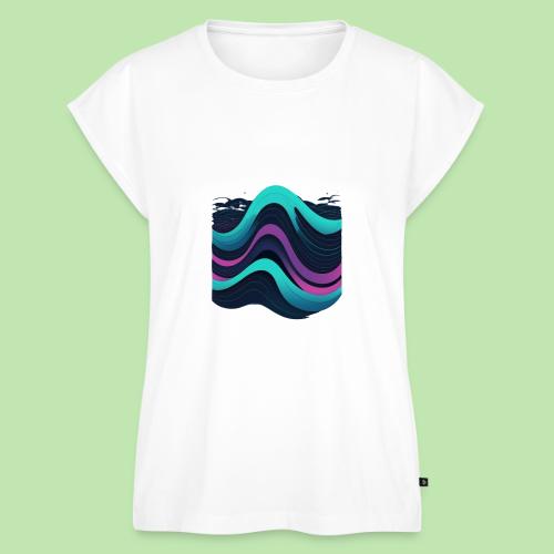 Abstract Wavy Ocean Pattern - Women's Premium Roll Up Sleeve T-Shirt