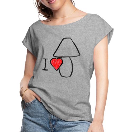 I Love Lamp | Simple Minimal Anchorman Design - Women's Roll Cuff T-Shirt