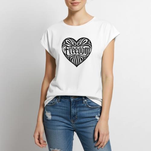 FREEDOM in Heart - Women's Premium Roll Up Sleeve T-Shirt