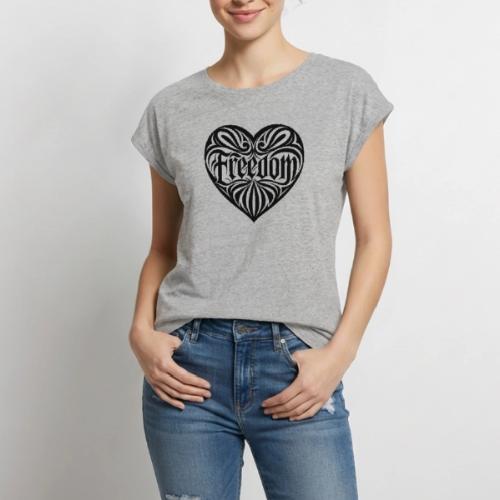 FREEDOM in Heart - Women's Premium Roll Up Sleeve T-Shirt