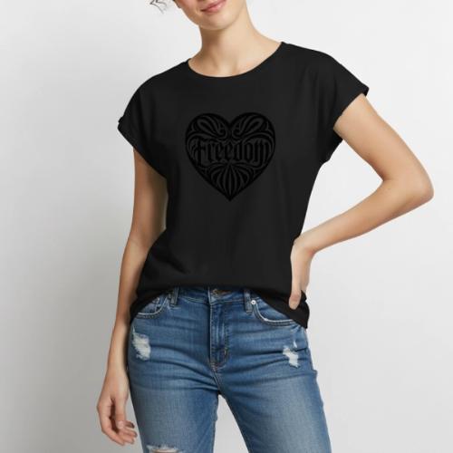 FREEDOM in Heart - Women's Premium Roll Up Sleeve T-Shirt