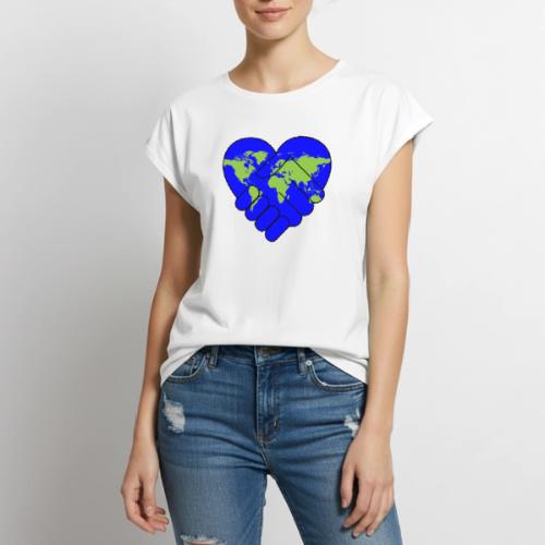 World United in Love - Women's Premium Roll Up Sleeve T-Shirt