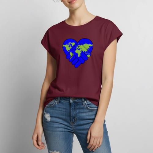 World United in Love - Women's Premium Roll Up Sleeve T-Shirt