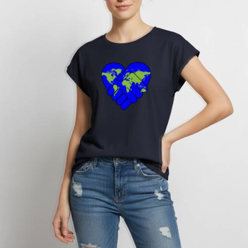 World United in Love - Women's Premium Roll Up Sleeve T-Shirt