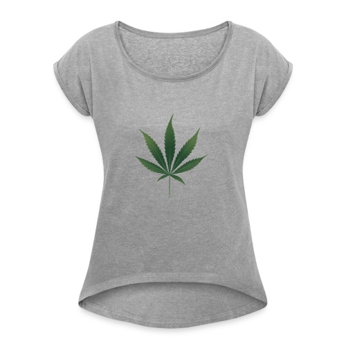 Pot Leaf - Women's Roll Cuff T-Shirt