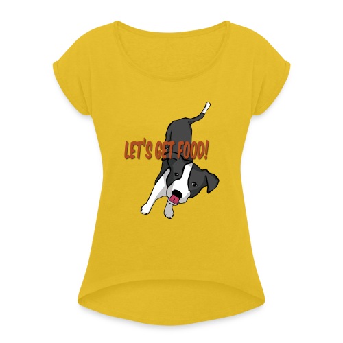 Foodie Dog Border Collie - Women's Roll Cuff T-Shirt