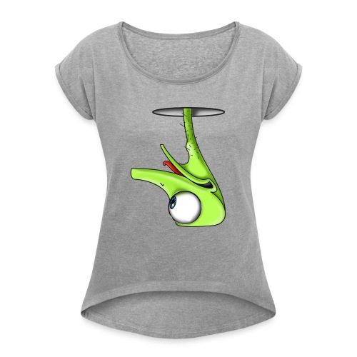 Funny Green Ostrich - Women's Roll Cuff T-Shirt