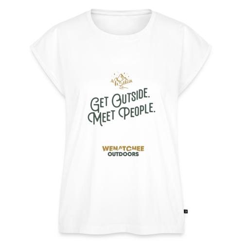 Get Outside. Meet People. Two Tone. - Women's Premium Roll Up Sleeve T-Shirt