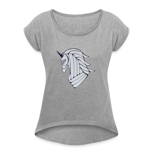 Unicorn Trojan horse - Women's Roll Cuff T-Shirt