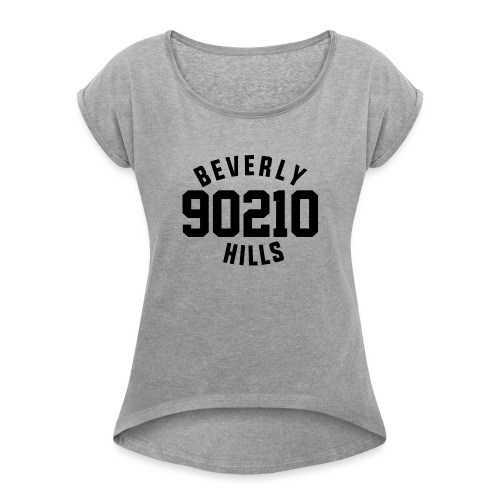 90210 Old School Tee Black - Women's Roll Cuff T-Shirt