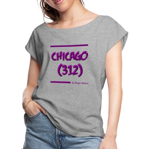 CHICAGO 312 PURPLE - Women's Roll Cuff T-Shirt