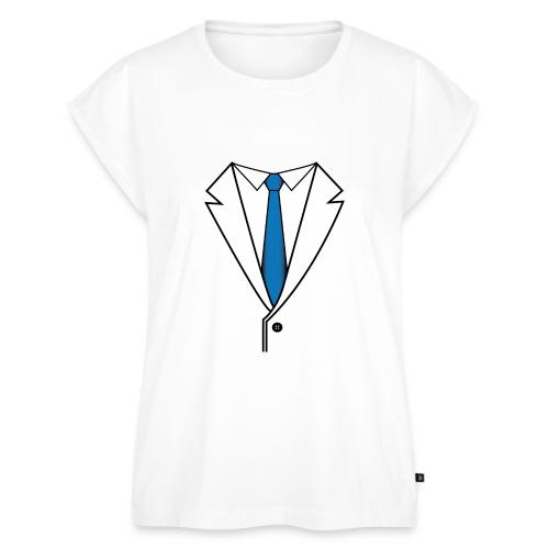 Suit with Blue Tie - Women's Premium Roll Up Sleeve T-Shirt