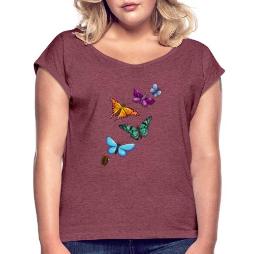 butterfly tattoo designs - Women's Roll Cuff T-Shirt