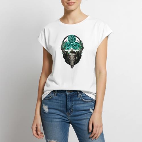The Antlered Crown (White Text) - Women's Premium Roll Up Sleeve T-Shirt