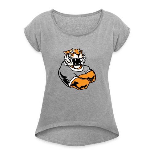 Cool Custom Tiger Macot - Women's Roll Cuff T-Shirt