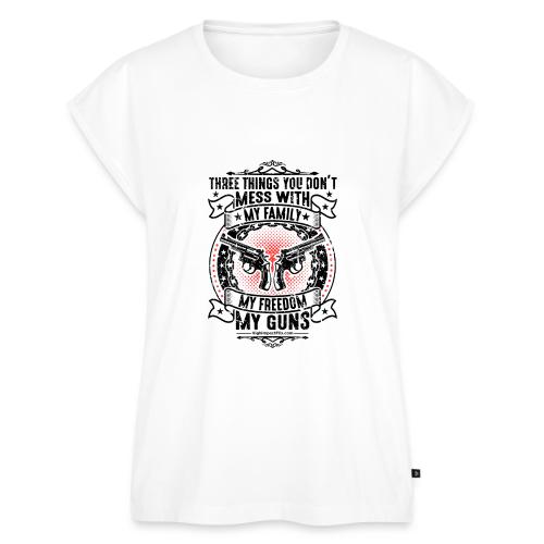 Three Things You Don't Mess With BLACK - Women's Premium Roll Up Sleeve T-Shirt