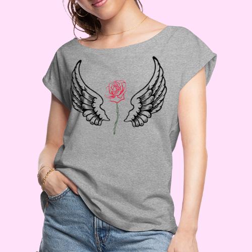 rose flight - Women's Roll Cuff T-Shirt