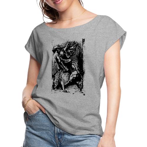Lion and Warrior - Women's Roll Cuff T-Shirt