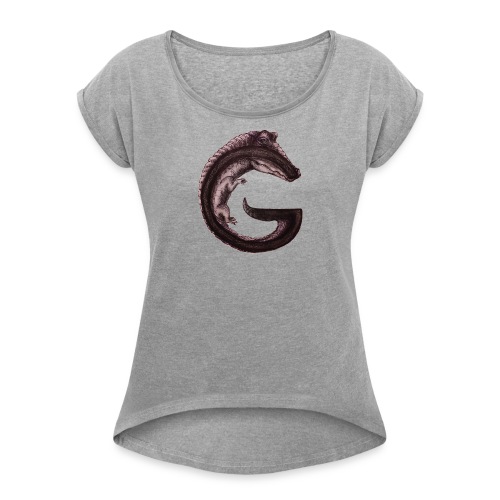 gator transparent BG - Women's Roll Cuff T-Shirt