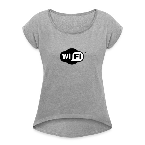 WiFi Logo svg - Women's Roll Cuff T-Shirt