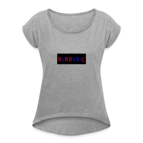 Red and blue Montage - Women's Roll Cuff T-Shirt