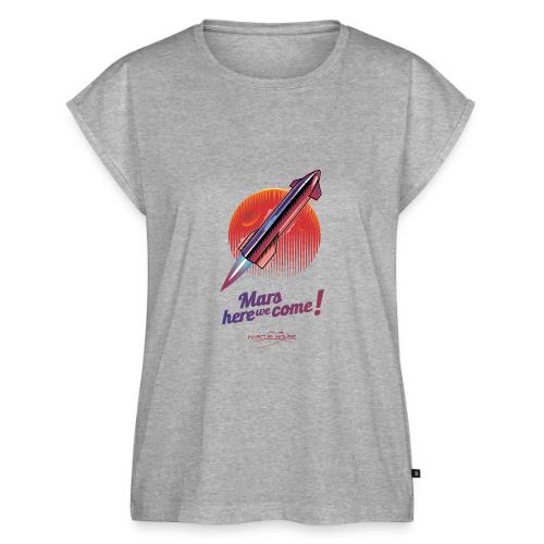 Mars Here We Come - Light - With Logo - Women's Premium Roll Up Sleeve T-Shirt