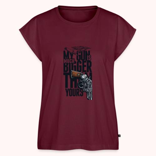 My gun is much bigger than yours - Women's Premium Roll Up Sleeve T-Shirt